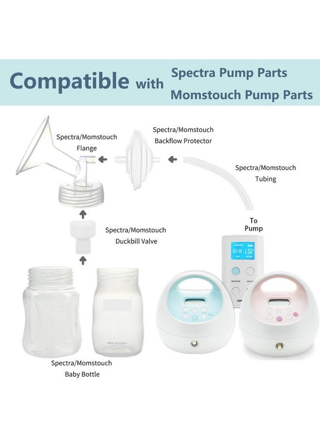 Momstouch Pump Parts Compatible with Spectra S1/S2/9 Plus, Not Original Accessories, Full Set Replacements Include 24mm Flange, Duckbill Valve, Backflow Protector, Tubing and Bottle