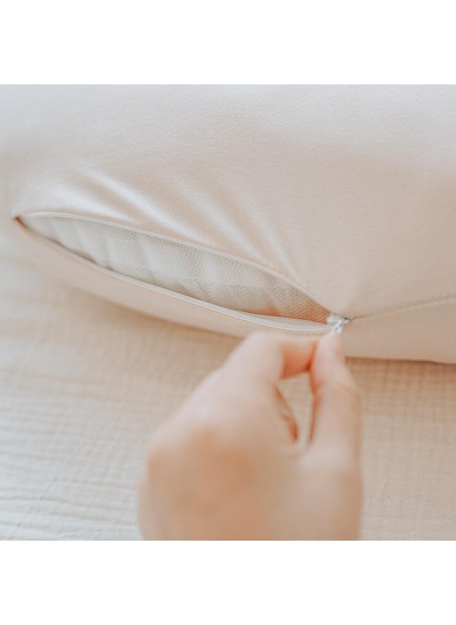 Konssy 2 Pack Nursing Pillow Covers, Stretchy and Soft Nursing Cover for Breastfeeding Pillows, Pillow Slipcover for Baby Girls Boys Newborn (Beige,Brown)