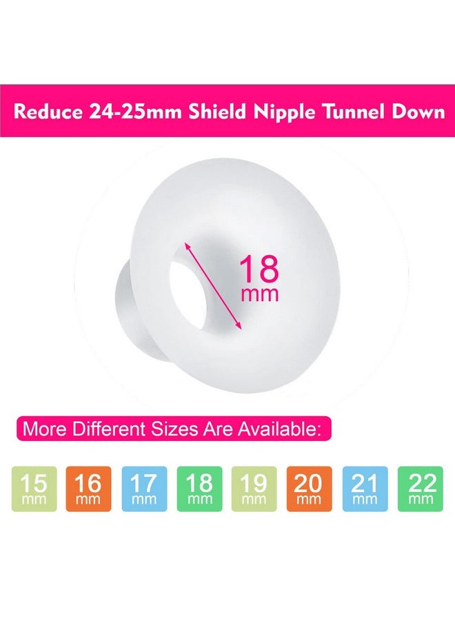 Durceler 18mm Silicone Flange Inserts Compatible with Medela/for Spectra S1 S2 / Elvie / S18 S21 / Momcozy S9 S12/ TSRETE 24mm Breast Pump Shields or Freemie 25mm; Reduce Nipple Tunnel Down to 18mm