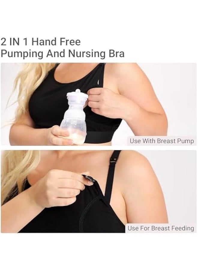 Hands Free Pumping Bra, Adjustable Breast-Pumps Holding and Nursing Bra, Pumping & Nursing Bra in One-L
