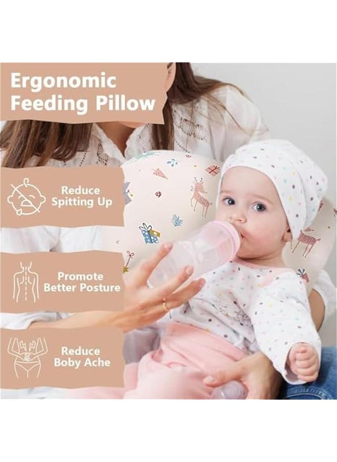 Durku Nursing Pillow for Breastfeeding, Breast Feeding Pillow for Mom & Baby Support, Removable Cotton Cover, Adjustable Waist Strap, Newborn Essentials Must Haves,Baby Pillow (Style A)