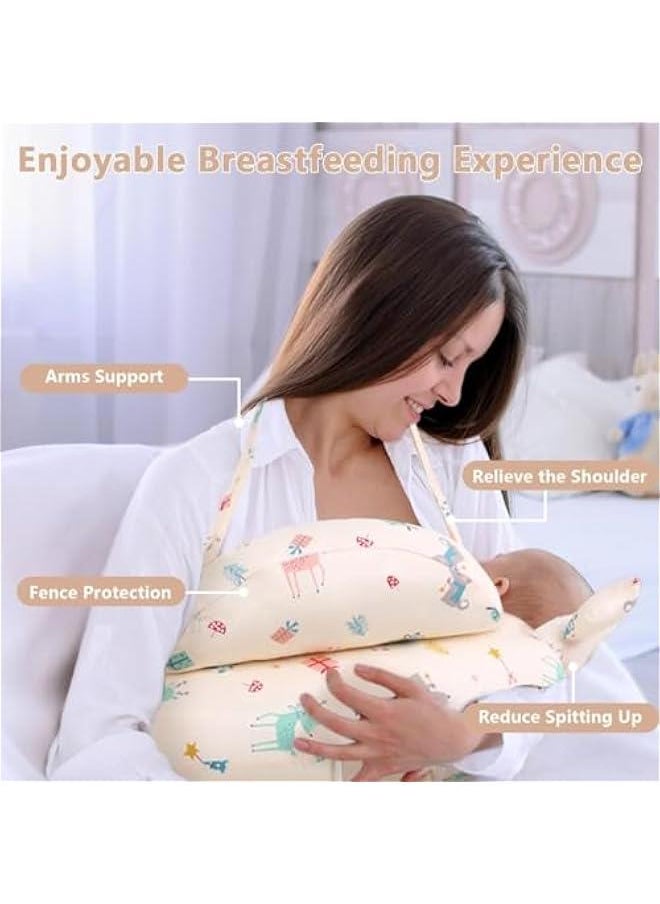 Durku Nursing Pillow for Breastfeeding, Breast Feeding Pillow for Mom & Baby Support, Removable Cotton Cover, Adjustable Waist Strap, Newborn Essentials Must Haves,Baby Pillow (Style A)