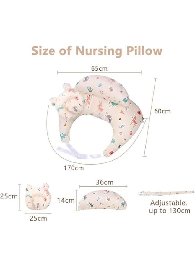 Durku Nursing Pillow for Breastfeeding, Breast Feeding Pillow for Mom & Baby Support, Removable Cotton Cover, Adjustable Waist Strap, Newborn Essentials Must Haves,Baby Pillow (Style A)