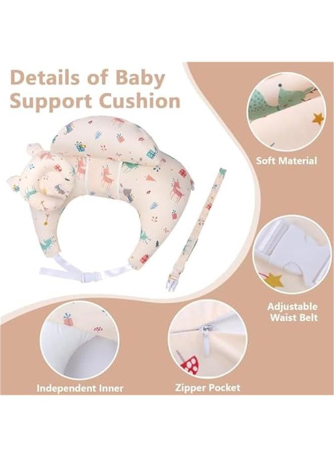 Durku Nursing Pillow for Breastfeeding, Breast Feeding Pillow for Mom & Baby Support, Removable Cotton Cover, Adjustable Waist Strap, Newborn Essentials Must Haves,Baby Pillow (Style A)