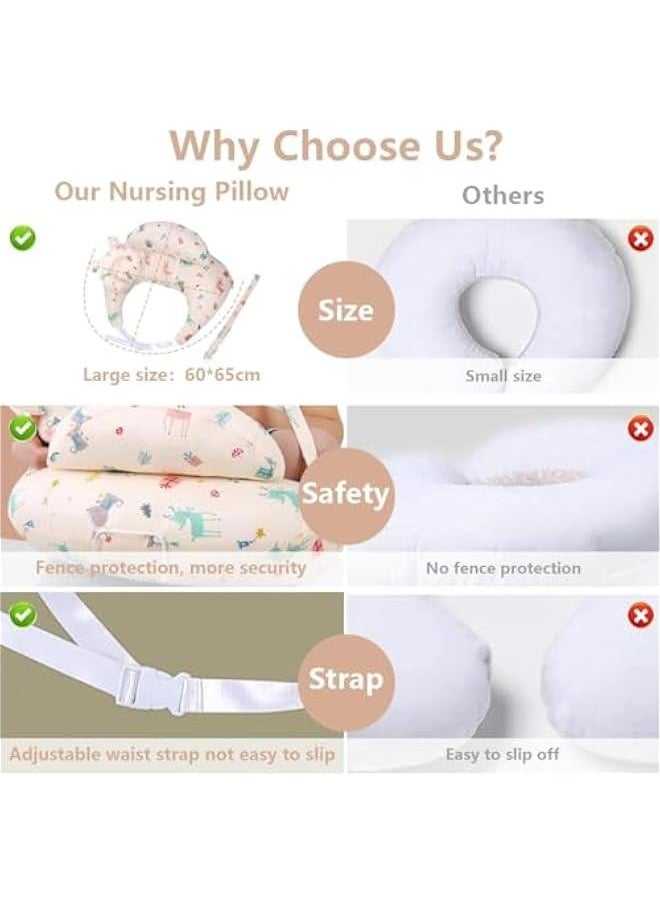 Durku Nursing Pillow for Breastfeeding, Breast Feeding Pillow for Mom & Baby Support, Removable Cotton Cover, Adjustable Waist Strap, Newborn Essentials Must Haves,Baby Pillow (Style A)