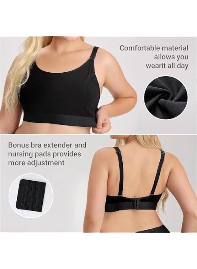 Hands Free Pumping Bra, Adjustable Breast-Pumps Holding and Nursing Bra, Pumping & Nursing Bra in One-XL