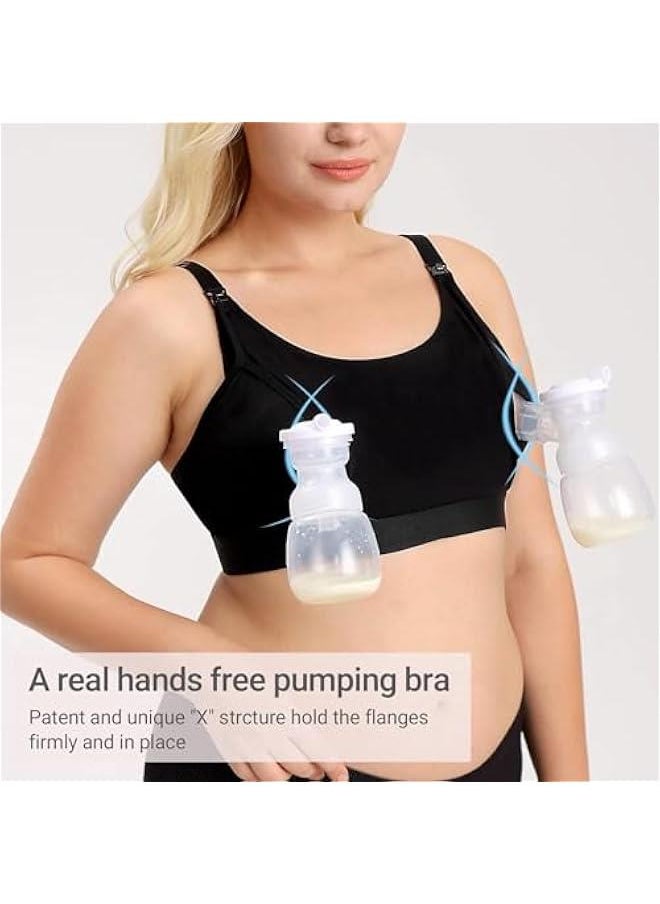 Hands Free Pumping Bra, Adjustable Breast-Pumps Holding and Nursing Bra, Pumping & Nursing Bra in One-XL