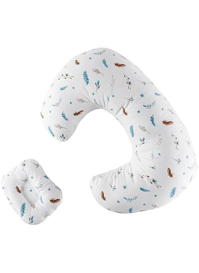 Nursing Pillow for Infant Feeding Cushion, Newborn Support Pillow for Breastfeeding Baby and Bottle Feeding, with Washable Pillow Cover for Boys & Girls (White (Feather))