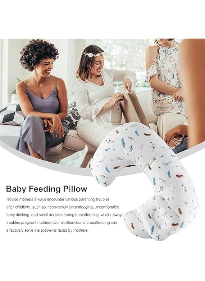 Nursing Pillow for Infant Feeding Cushion, Newborn Support Pillow for Breastfeeding Baby and Bottle Feeding, with Washable Pillow Cover for Boys & Girls (White (Feather))