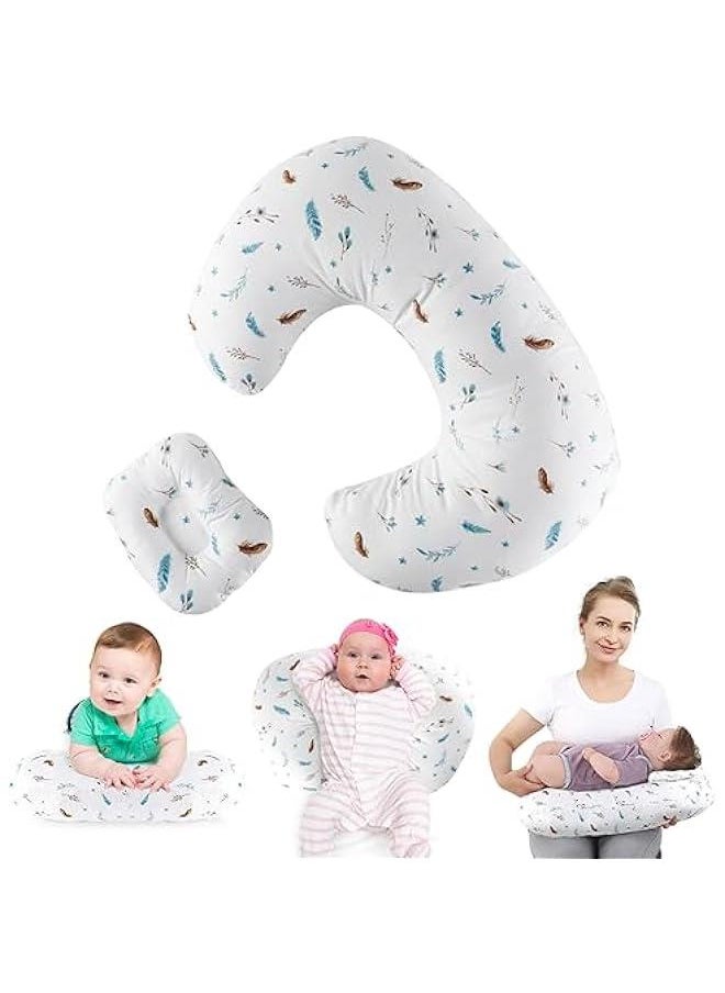 Nursing Pillow for Infant Feeding Cushion, Newborn Support Pillow for Breastfeeding Baby and Bottle Feeding, with Washable Pillow Cover for Boys & Girls (White (Feather))