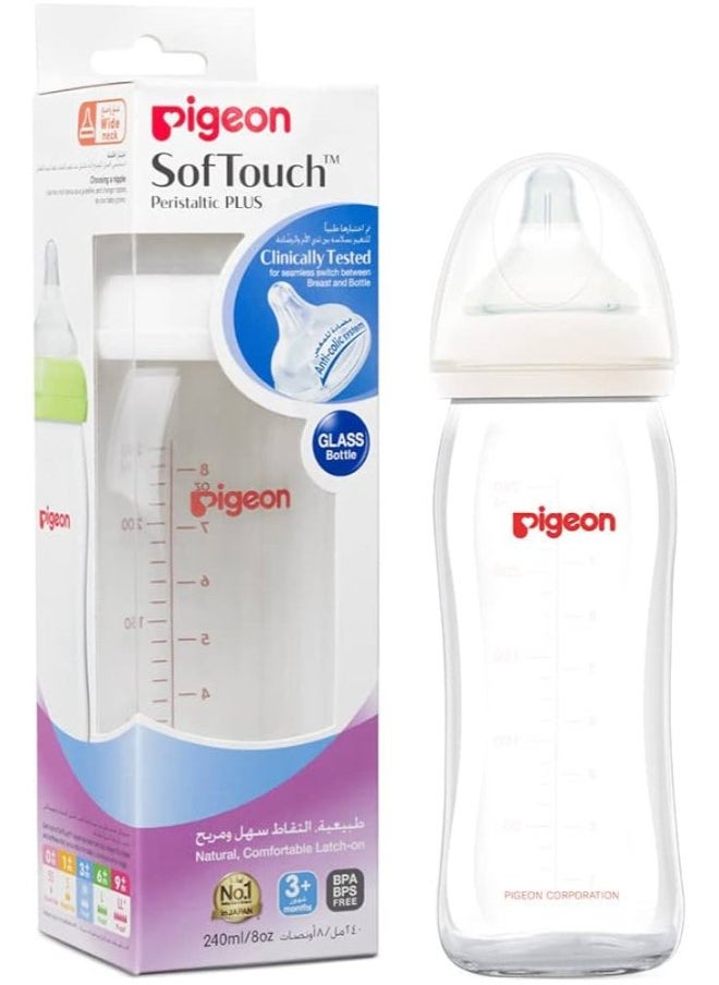 PIGEON SOFT TOUCH GLASS BOTTLE 240ML