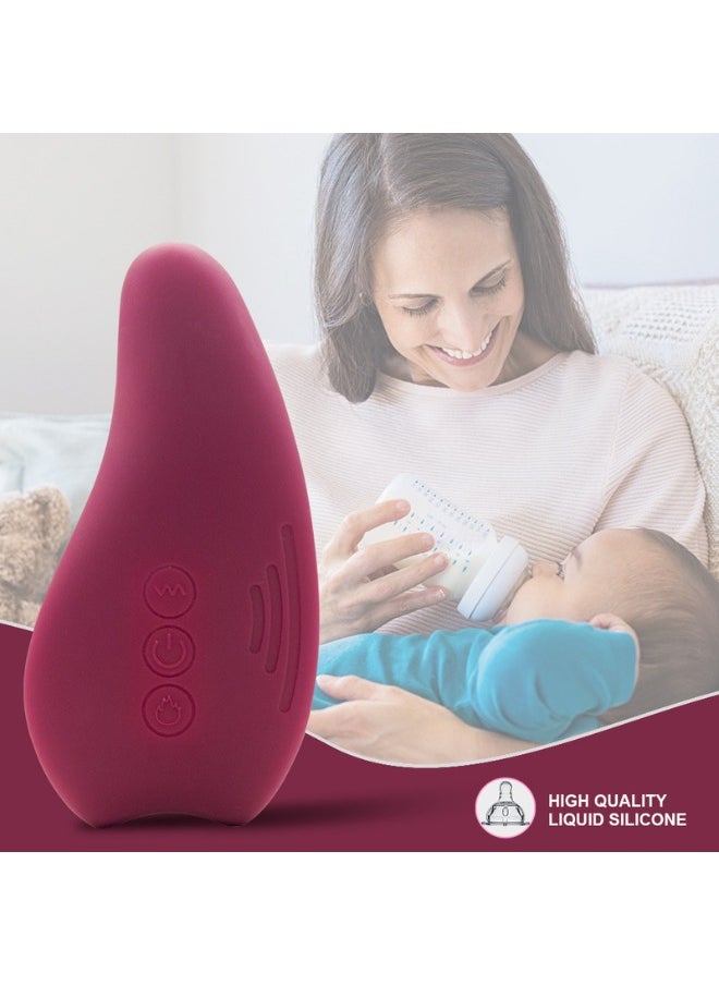 Warming Lactation Massager 2-in-1, Soft Breast Massager for Breastfeeding, Heat + Vibration Adjustable for Clogged Ducts, Improve Milk Flow, Engorgement