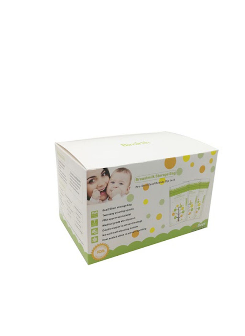 Pack Of 112 Baby Breast Milk Storage Bags With Double Zipper And Self-standing Bottom Design, 250 ML