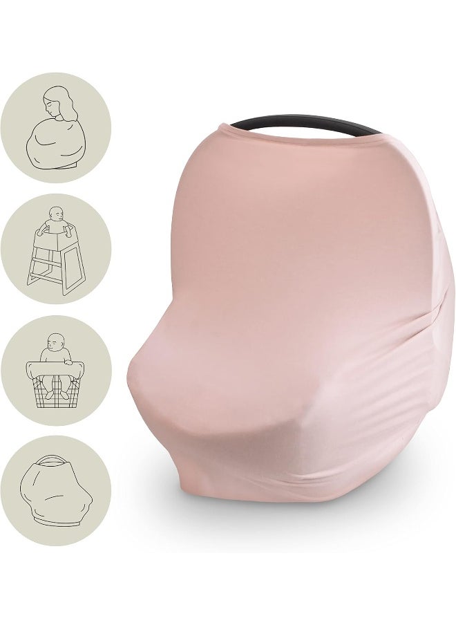 mushie Baby Car Seat Canopy Cover | Breathable & Stretchy Multi Use Cover for Breastfeeding, Nursing, High Chair, Shopping Cart, Strollers (Blush)