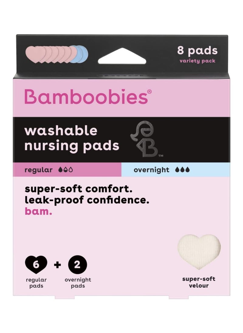 Bam Womens Nursing Pads Reusable And Washable 3 Regular Pairs And 1 Overnight Pairs Leak Proof Pads For Breastfeeding 4 Pairs