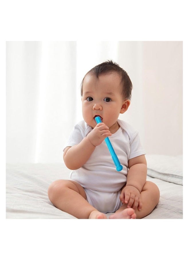 Hollow Teether Tube 6 Pieces Teething Toys Toddlers Silicone Tubes Teething Toys Cleaning Brush Silicone Chew Straw Kong