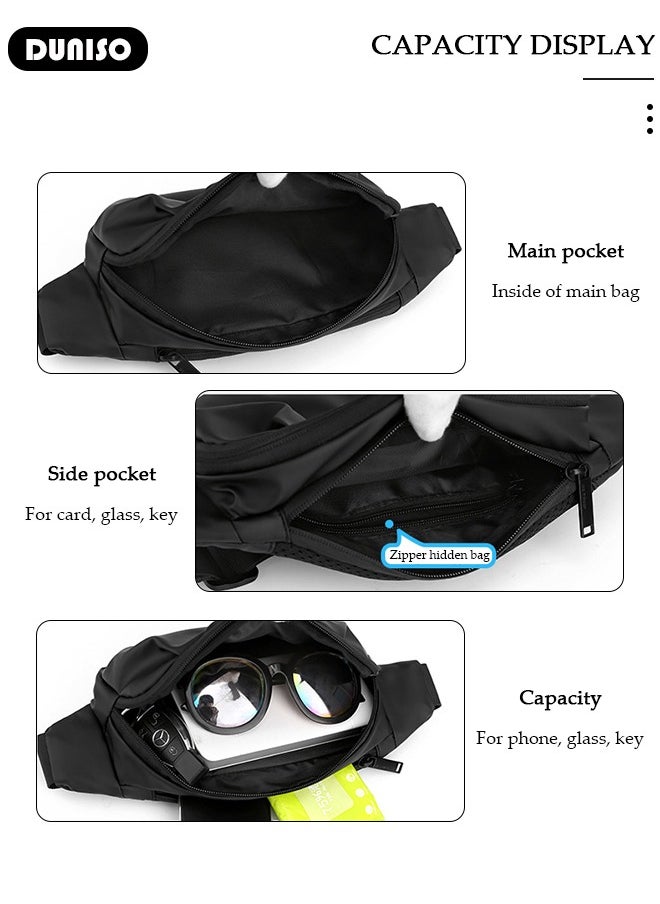 Waist Pack for Women Men , Crossbody Waist Bag Pack Belt Bag for Travel Walking Running Hiking Cycling, Pouch Hip Bum Bag Chest Bag with Adjustable Strap For Gym Fitness Workout Travel Work Commuting