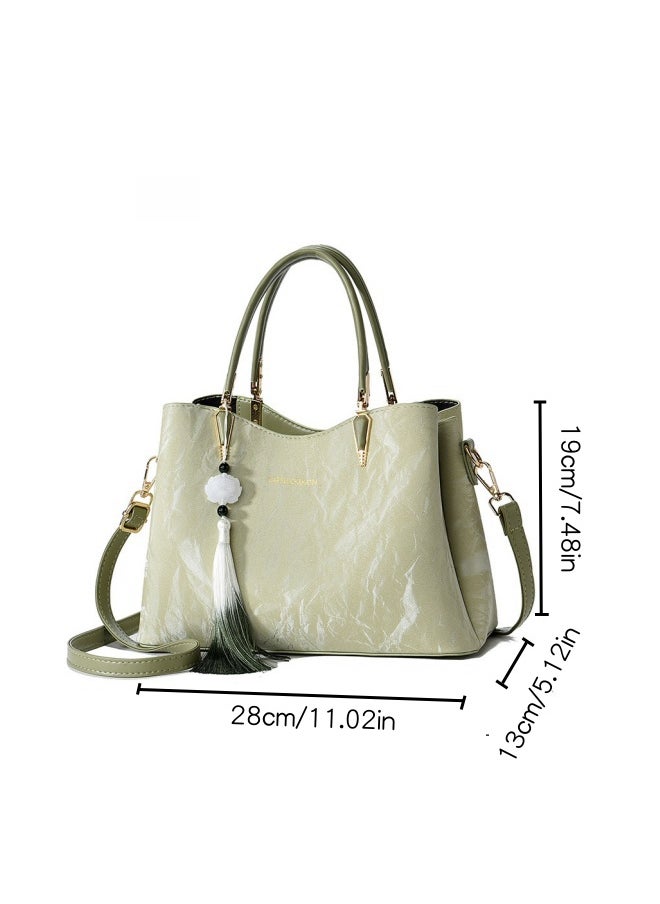 Women's Fashion Large Capacity Shoulder Bags, Ladies Tassel Charm Handbag Tote Bags Clutch Bag Phone Bag, PU Leather Crossbody Bag Satchel Bag Beach Bag Carry Bag for College Students and Teenagers