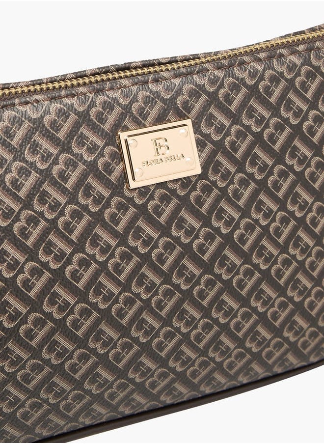 Womens Textured Shoulder Bag With Zip Closure And Chain Strap