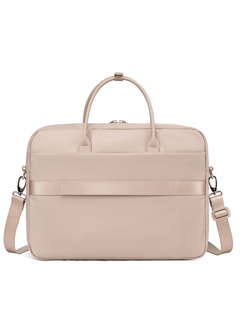Premium Lightweight Laptop Bag for Women Water Resistant Multifunctional Hand Bag with Multiple Pockets for Casual/Work/College/ School, CB00772-Khaki