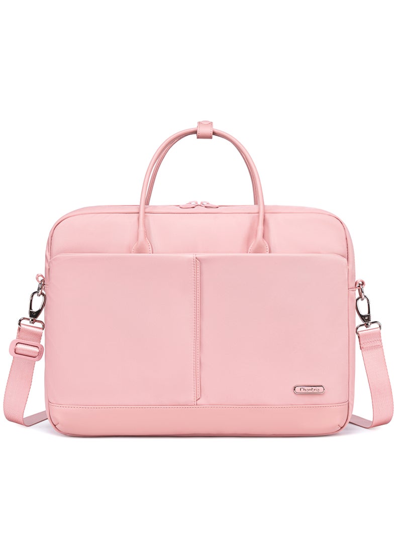 Premium Lightweight Laptop Bag for Women Water Resistant Multifunctional Hand Bag with Multiple Pockets for Casual/Work/College/ School, CB00772- Pink