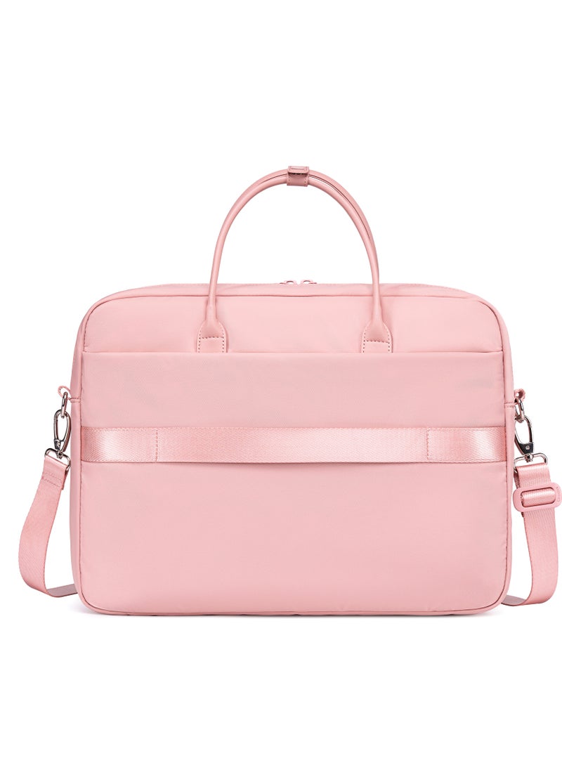 Premium Lightweight Laptop Bag for Women Water Resistant Multifunctional Hand Bag with Multiple Pockets for Casual/Work/College/ School, CB00772- Pink