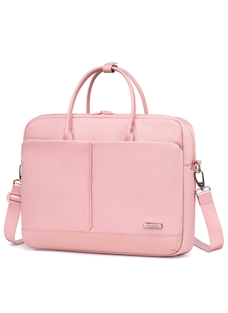 Premium Lightweight Laptop Bag for Women Water Resistant Multifunctional Hand Bag with Multiple Pockets for Casual/Work/College/ School, CB00772- Pink