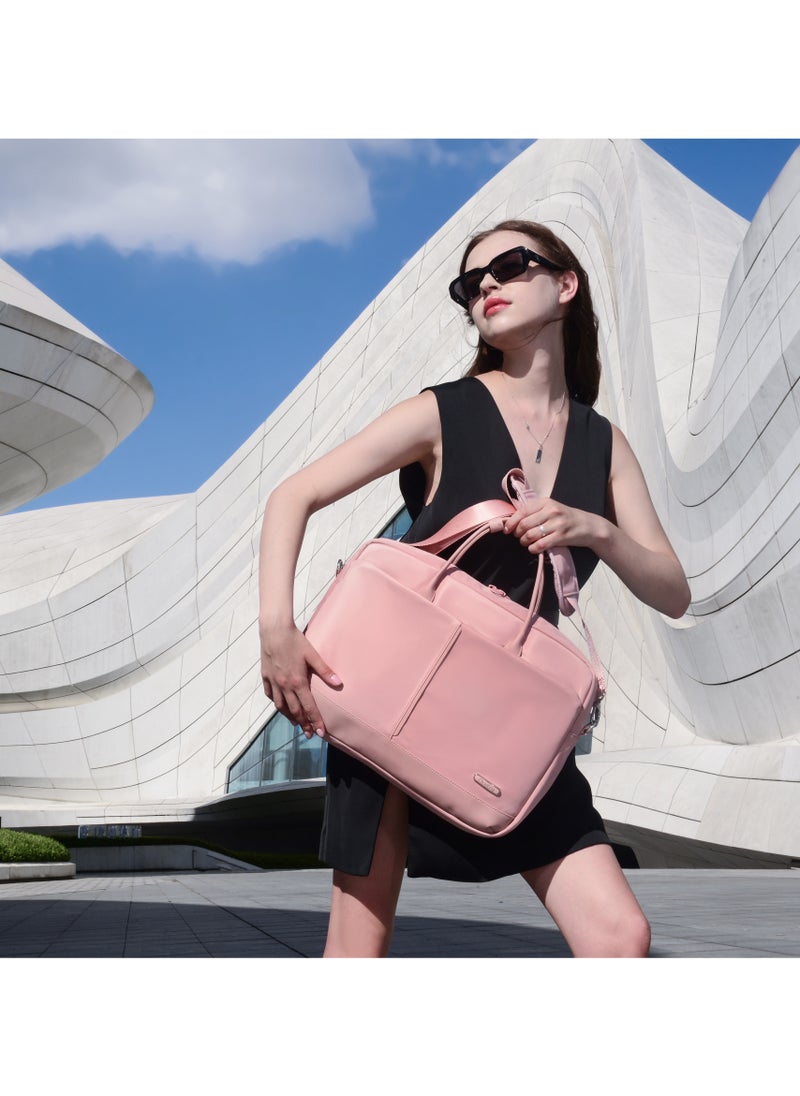 Premium Lightweight Laptop Bag for Women Water Resistant Multifunctional Hand Bag with Multiple Pockets for Casual/Work/College/ School, CB00772- Pink