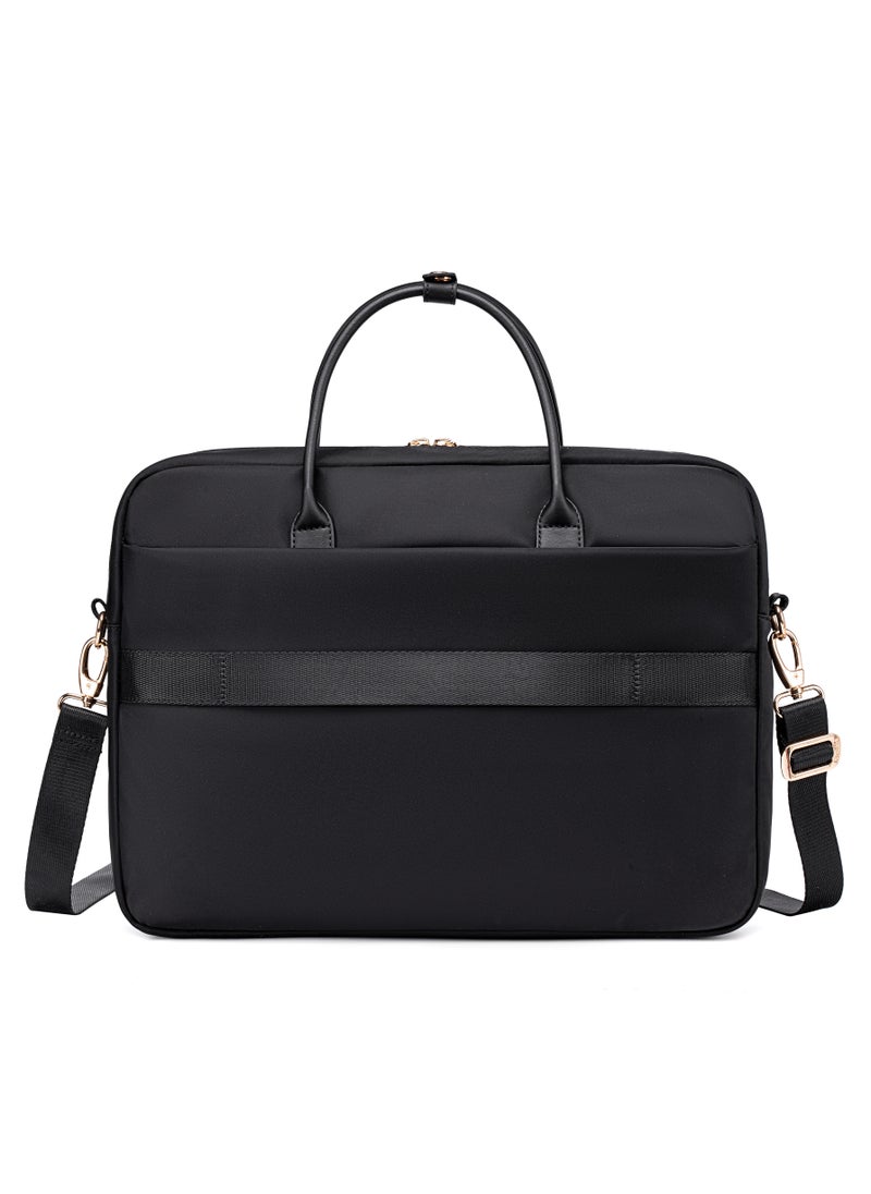 Premium Lightweight Laptop Bag for Women Water Resistant Multifunctional Hand Bag with Multiple Pockets for Casual/Work/College/ School, CB00772-Black