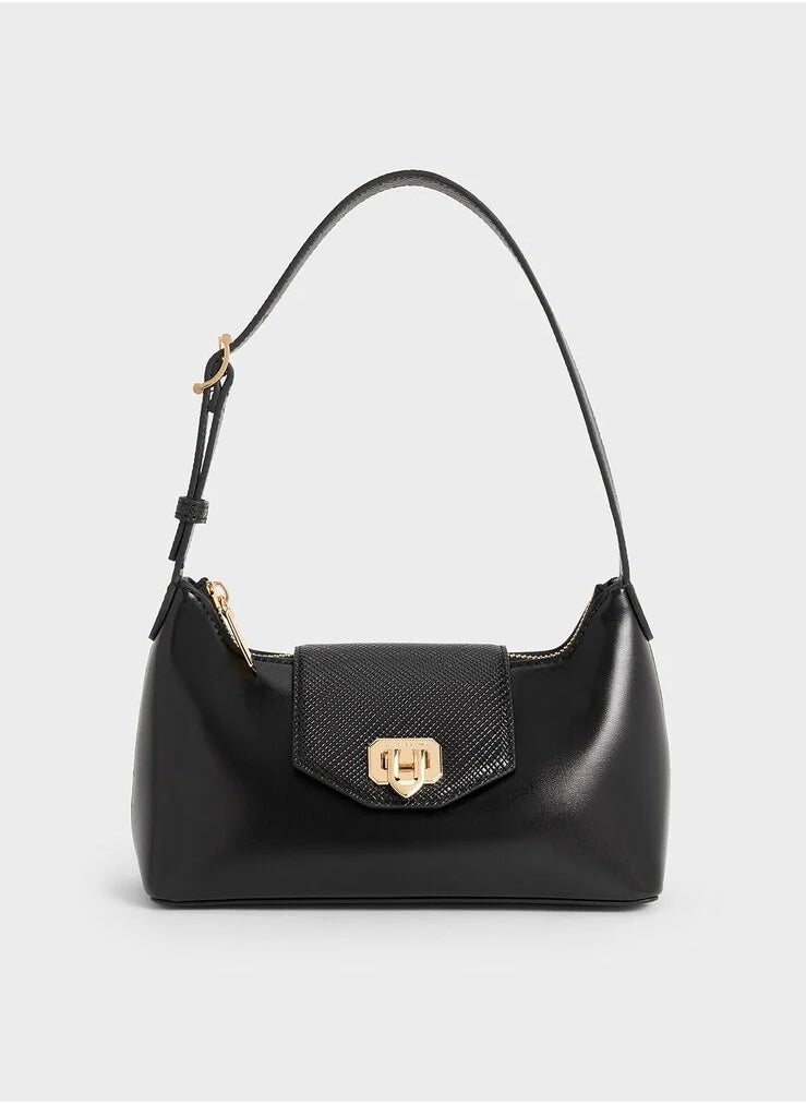 Arwen Belted Shoulder Bag & Crossbody Bag - Black