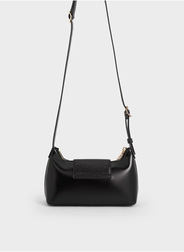 Arwen Belted Shoulder Bag & Crossbody Bag - Black