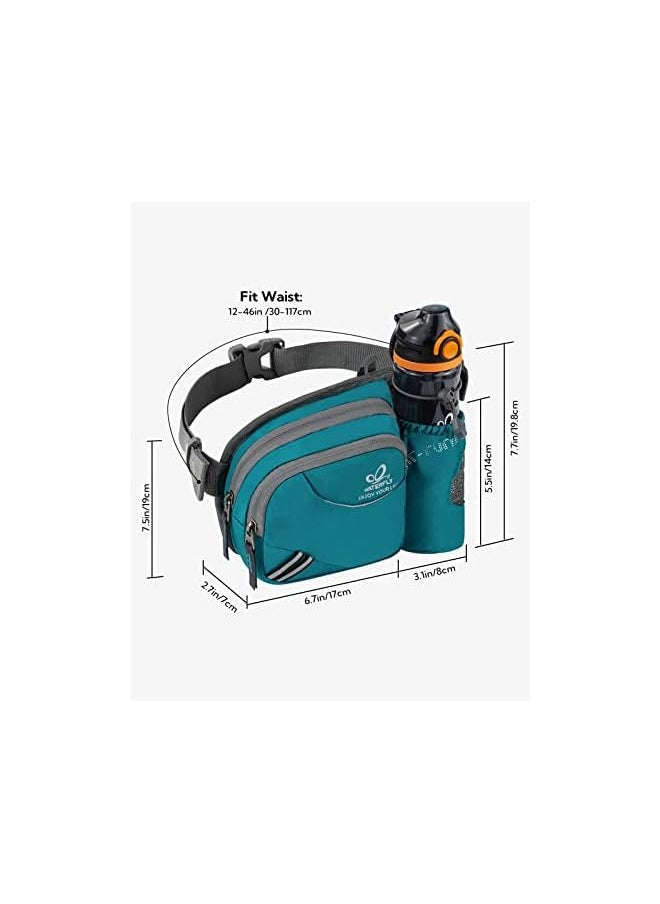 WATERFLY Fanny Pack Waist Bag: Waist Pack for Women Men with Water Bottle Holder Hiking Fanny Pack for Running Walking DogWalking Travel Cycling