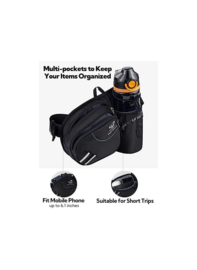 WATERFLY Fanny Pack Waist Bag: Waist Pack for Women Men with Water Bottle Holder Hiking Fanny Pack for Running Walking DogWalking Travel Cycling