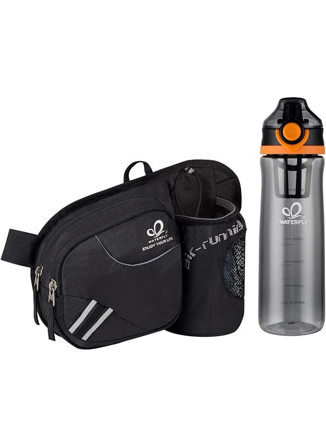 WATERFLY Fanny Pack Waist Bag: Waist Pack for Women Men with Water Bottle Holder Hiking Fanny Pack for Running Walking DogWalking Travel Cycling