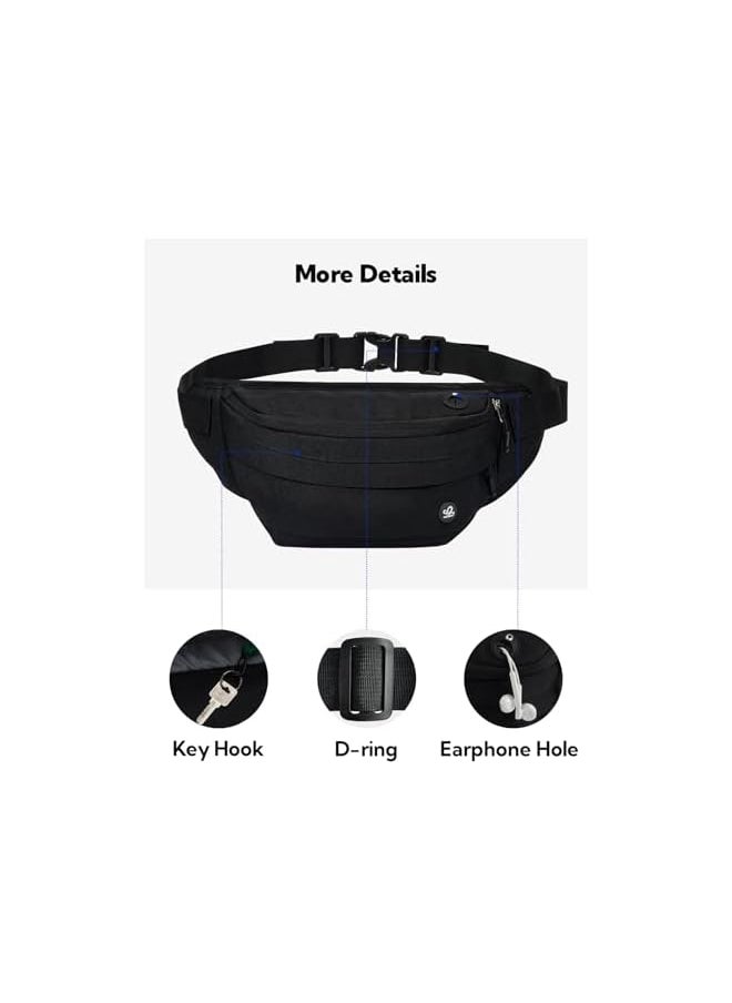 WATERFLY Fanny Pack for Men Women Water Resistant Large Hiking Waist Bag Pack Carrying All Phones for Walking Traveling