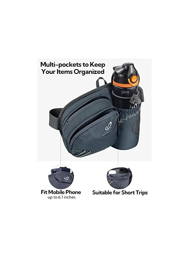 WATERFLY Fanny Pack Waist Bag: Waist Pack for Women Men with Water Bottle Holder Hiking Fanny Pack for Running Walking DogWalking Travel Cycling