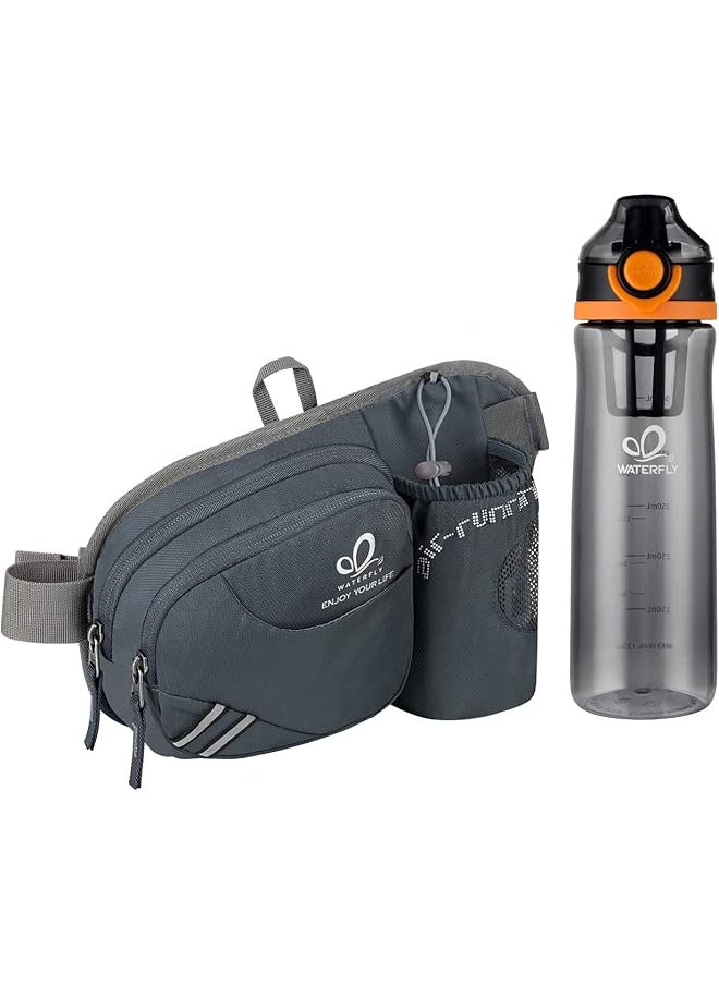 WATERFLY Fanny Pack Waist Bag: Waist Pack for Women Men with Water Bottle Holder Hiking Fanny Pack for Running Walking DogWalking Travel Cycling