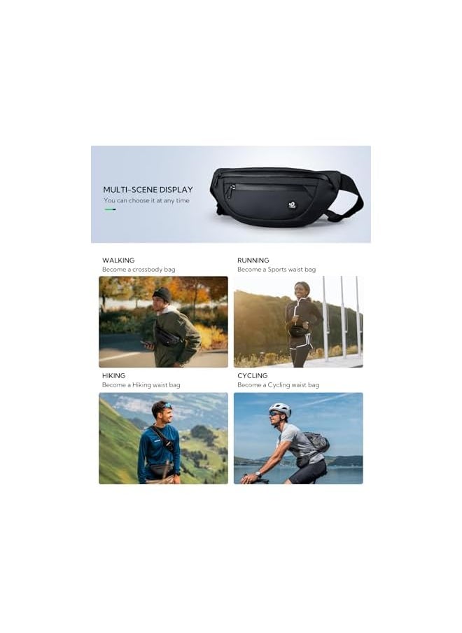 WATERFLY Fanny Pack Waist Pack: Fashion Waist Bag for Women Men Small Belt Bag Crossbody Belt Anti Theft Fanny Pack for Hiking Running Travel Walking