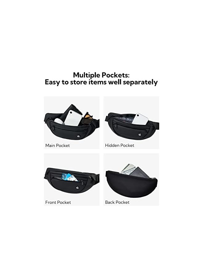 WATERFLY Fanny Pack Waist Pack: Fashion Waist Bag for Women Men Small Belt Bag Crossbody Belt Anti Theft Fanny Pack for Hiking Running Travel Walking