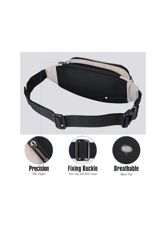 WATERFLY Fanny Pack Waist Bag: Small Hip Pouch Bum Bag Fannie Pack Phanny Fannypack Waistpack Bumbag Beltbag Sport Slim Fashionable for Jogging Hiking Hiker Woman Man Grey