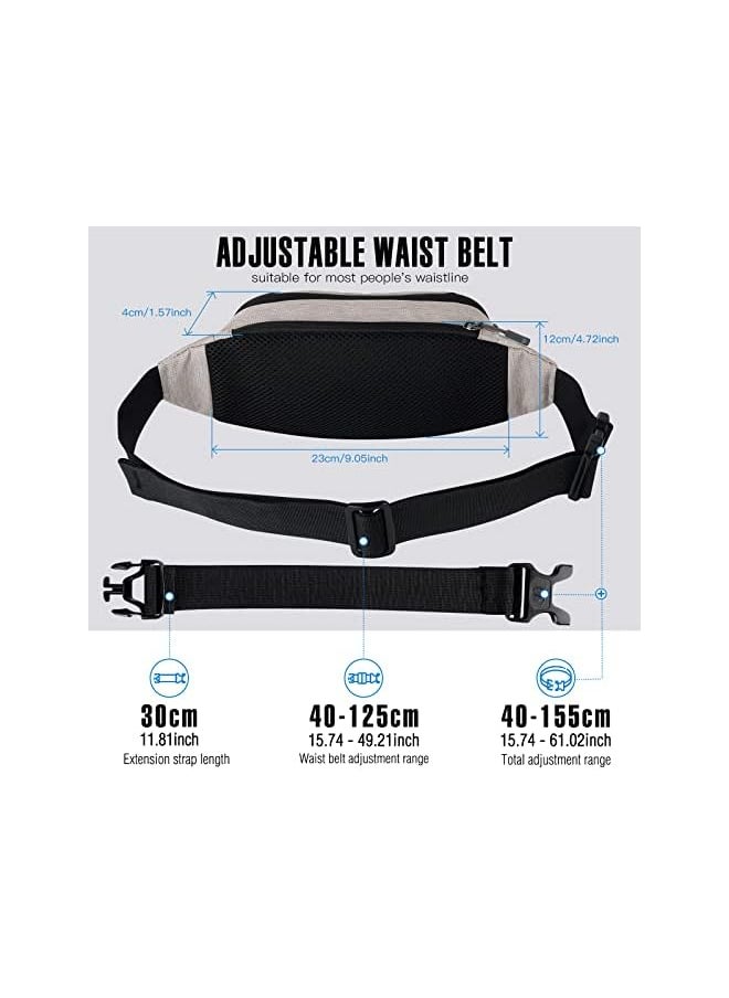 WATERFLY Fanny Pack Waist Bag: Small Hip Pouch Bum Bag Fannie Pack Phanny Fannypack Waistpack Bumbag Beltbag Sport Slim Fashionable for Jogging Hiking Hiker Woman Man Grey