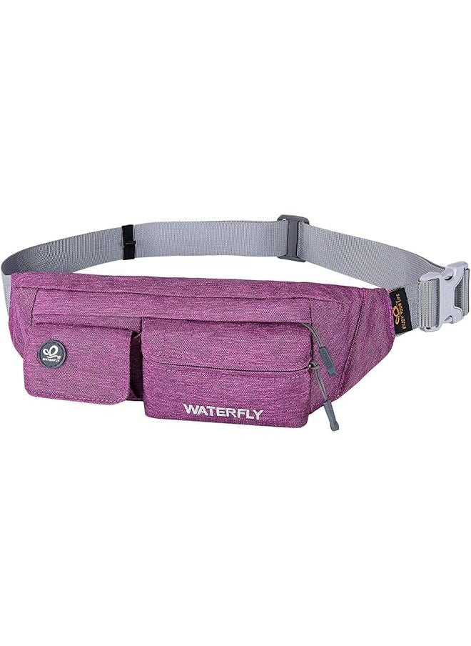 WATERFLY Fanny Pack for Women Men Water Resistant Small Waist Pouch Slim Belt Bag with 4 Pockets for Running Travelling Hiking Walking Lightweight Crossbody Chest Bag Fit All Phones?