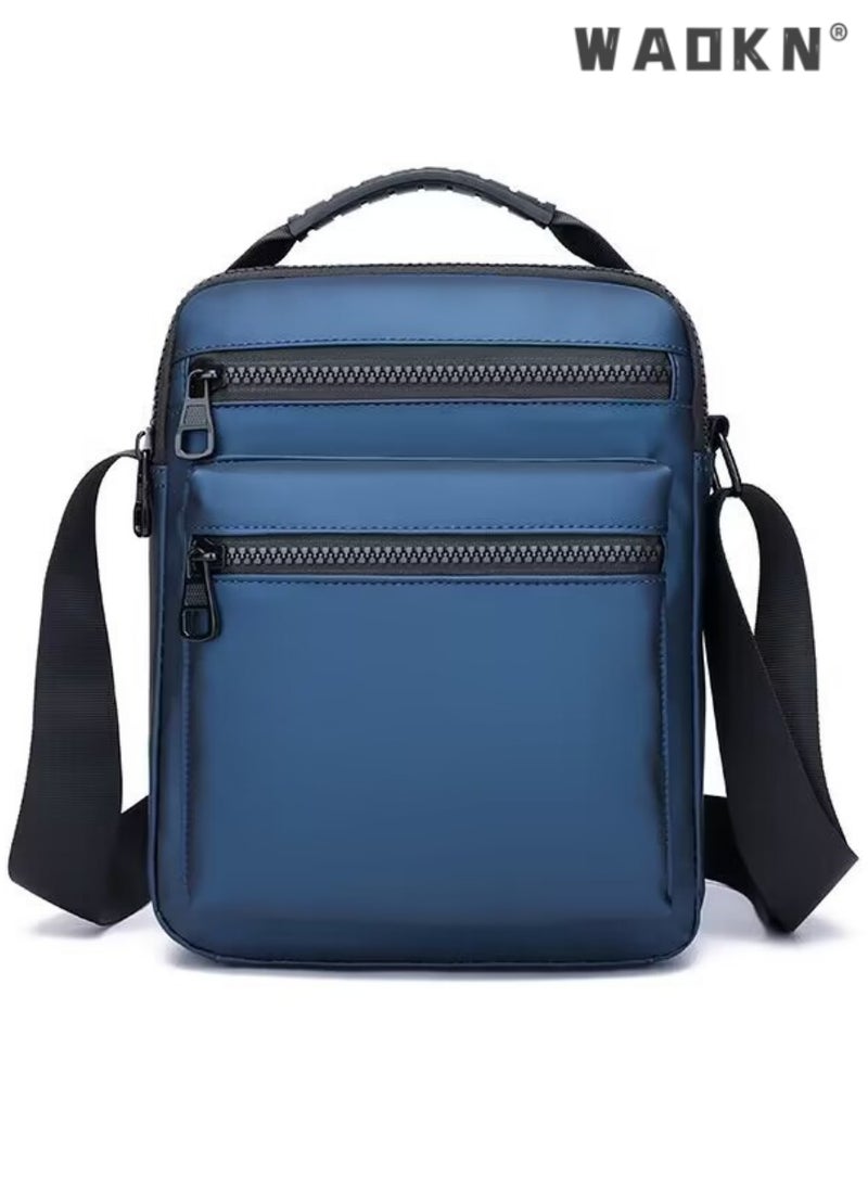 Men High Quality boys Crossbody Bag Minimalist Wear-Resistant Oxford Crossbody/Shoulder Bag with Adjustable Strap and Top Handle Multi-layer Functional New Trends Fashion Handbag for Men Solid Blue