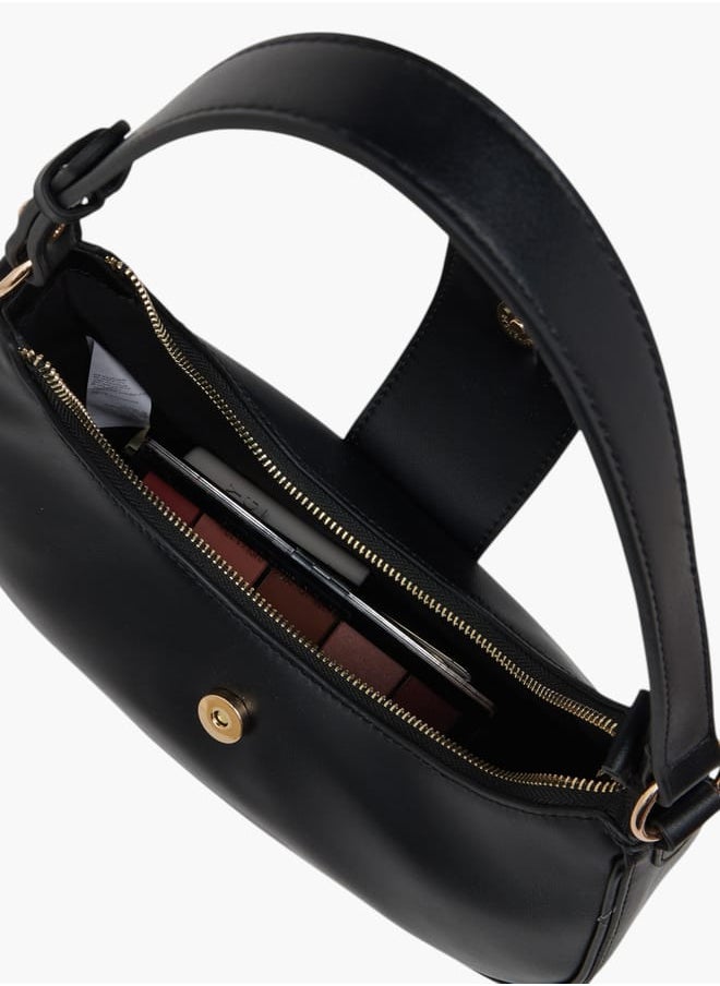 Women Solid Shoulder Bag with Detachable Strap