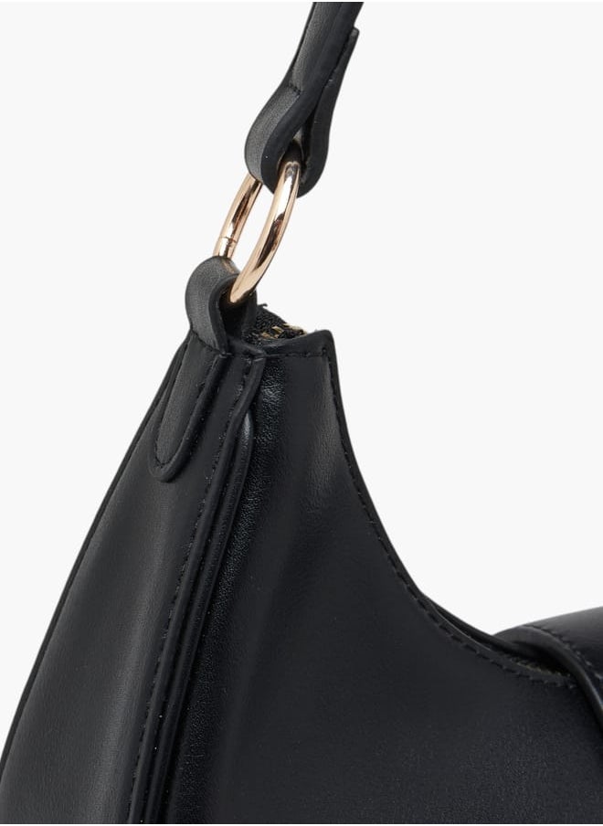 Women Solid Shoulder Bag with Detachable Strap