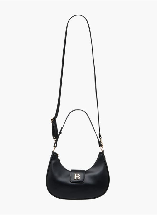 Women Solid Shoulder Bag with Detachable Strap