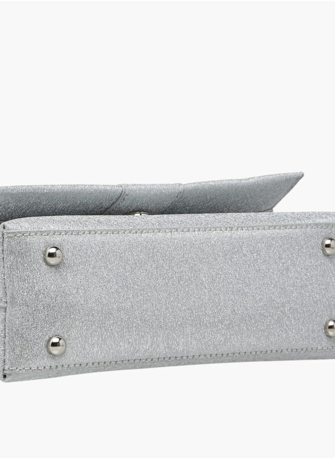 Women Textured Shoulder Bag with Magnetic Button Closure