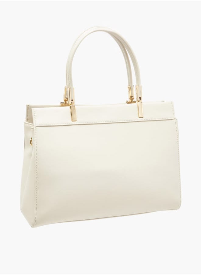 Women Embroidered Tote Bag with Detachable Strap and Zip Closure