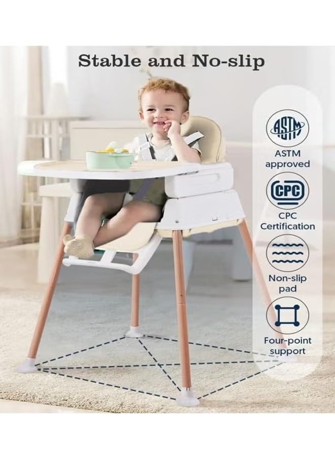 7-In-1 Adjustable And Foldable, 5-Point Safety Belt Toddler Baby Dining Chair