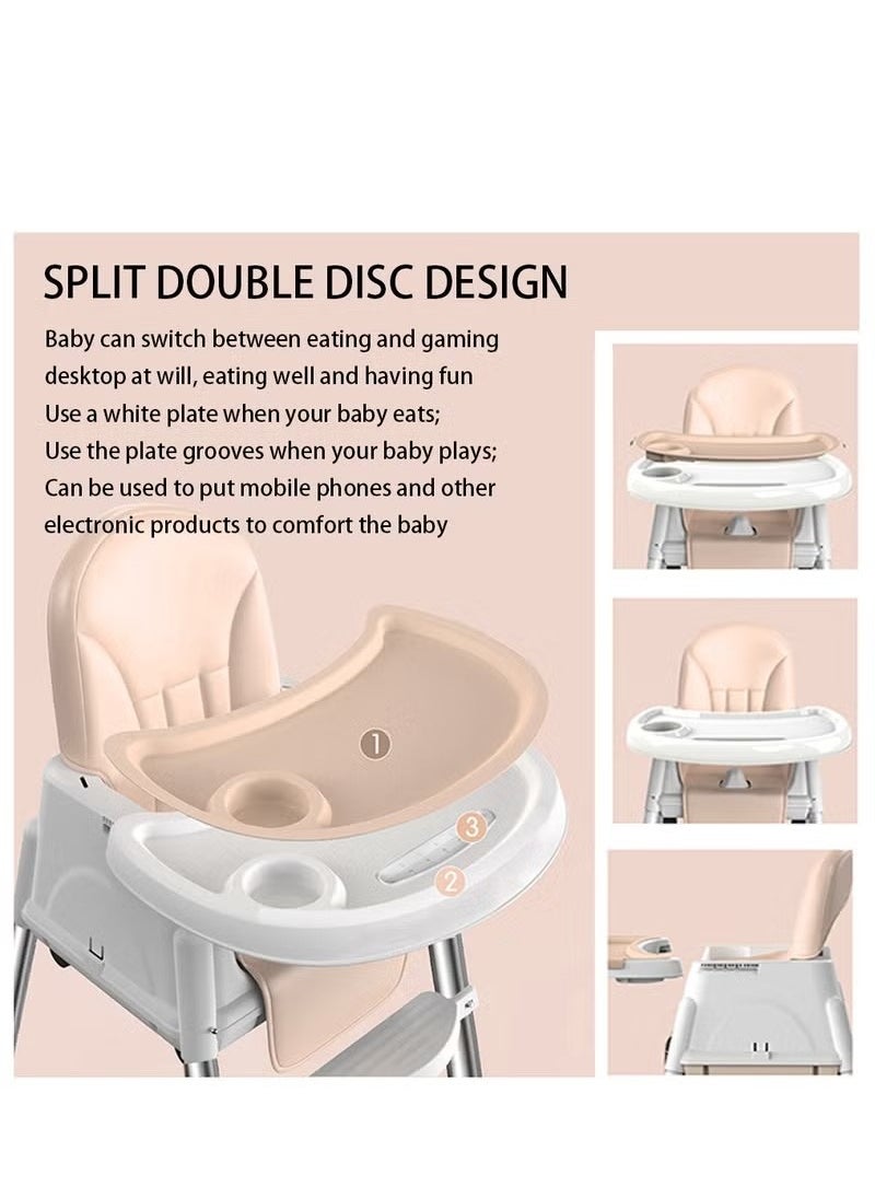 Baby High Chair High Chairs for Babies and Toddlers Harness Foldable High Chair for Space-Saving Adjustable Dining Tray Backrest & Height Easy to Clean Surface